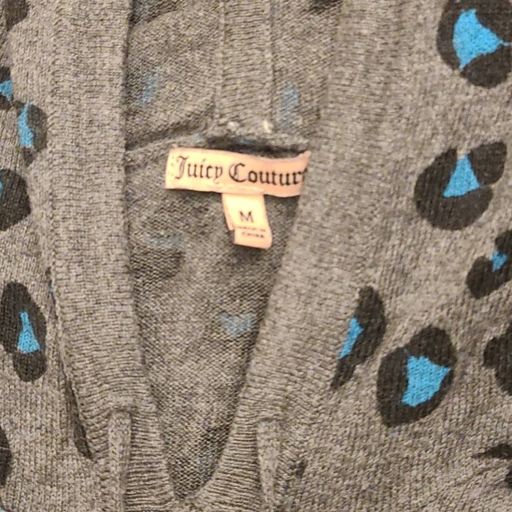 Juicy Couture Gray Leopard Print Sweater